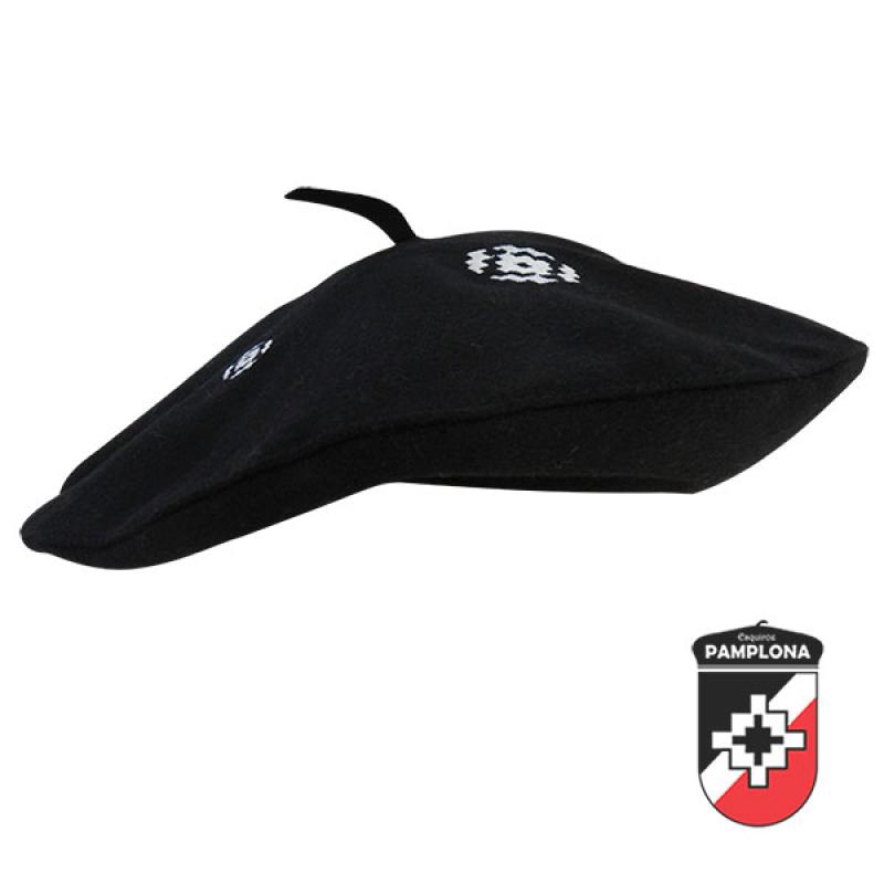 Boina Pamplona De Paño Bordada Clásica Vuelo Hombre