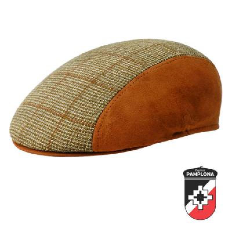 Boina Pamplona Tipo Inglesa Fina De Cuero Gamuza Y Lana Escocesa - Imagen 3