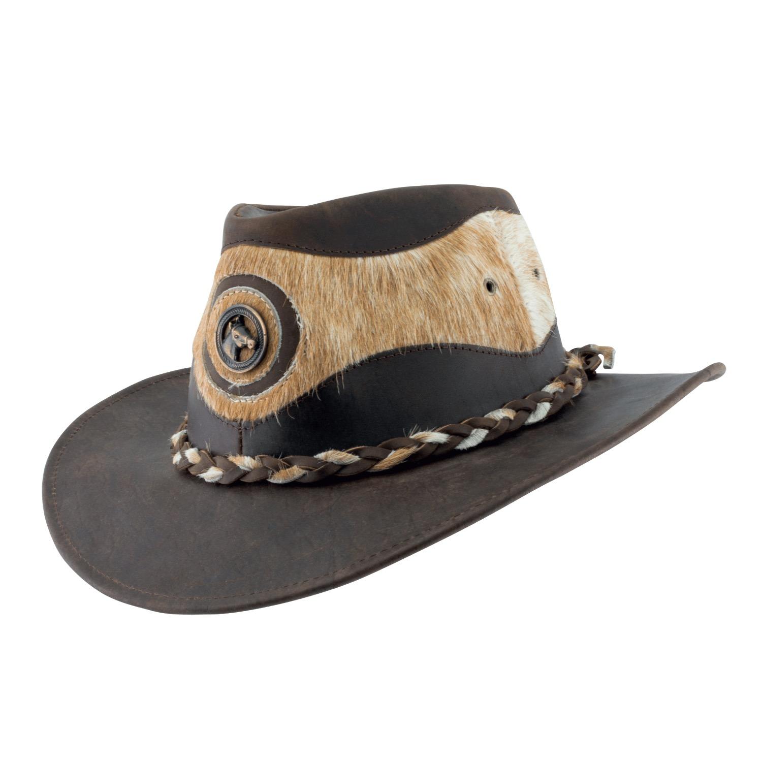 Sombrero Jucara Australiano De Cuero y Pelo - Imagen 2