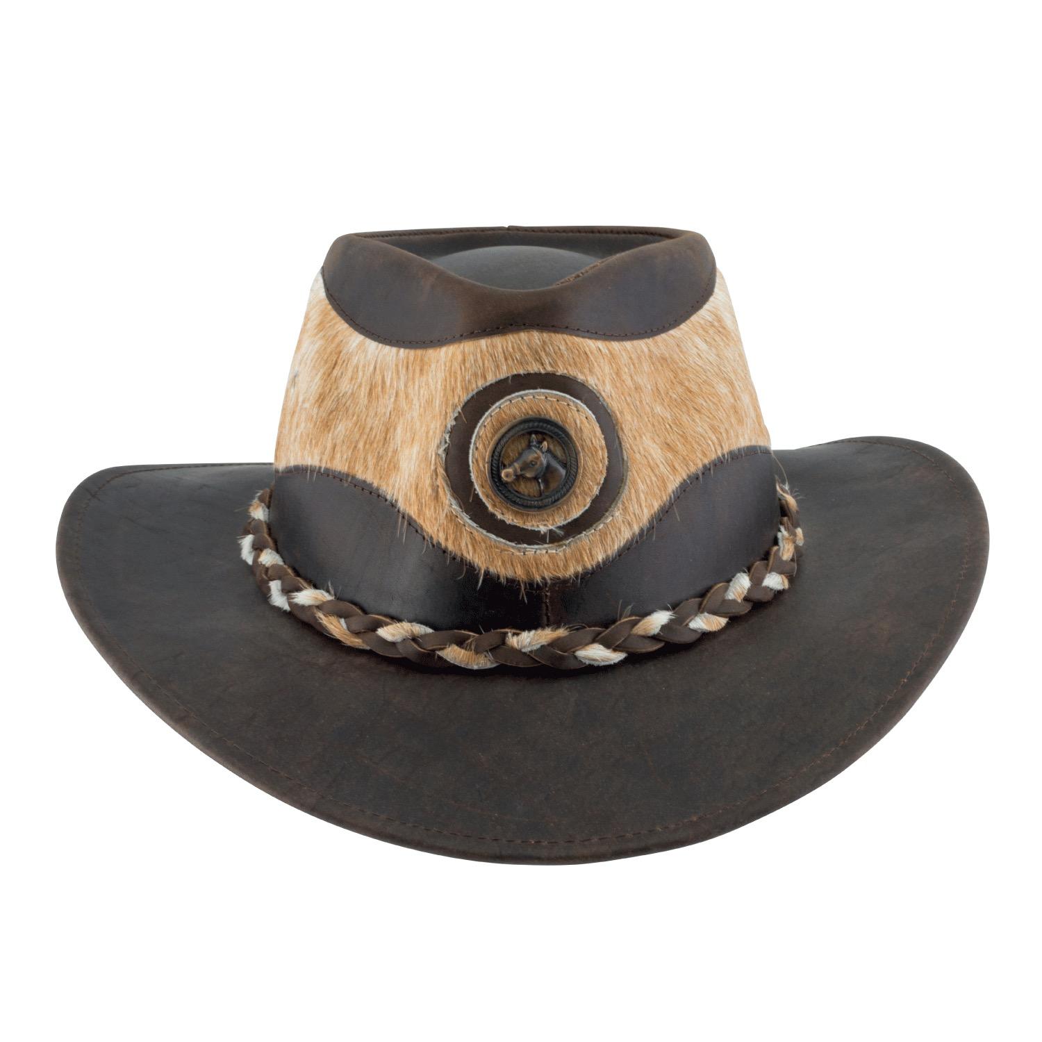 Sombrero Jucara Australiano De Cuero y Pelo - Imagen 3